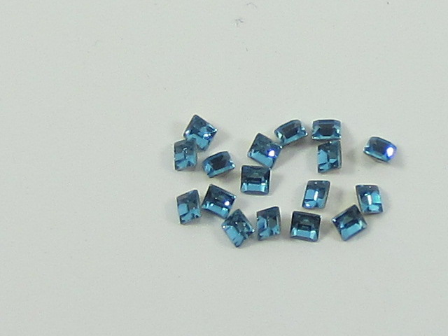 3mm SQUARE 36pcs. AQUAMARINE POINTED BACK European Rhinestones